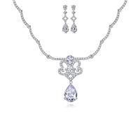 JPXXFM Ensemble de bijoux pour femmes, cristal naturel et collier et boucles d'oreilles, accessoire de luxe de mariage/robe de soirée