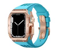 JPXXFM Étui de montre en alliage en titanium ， pour bande 45 mm 44 mm kit mod de luxe Fluoro Rubber Watcj Sangle ， pour iWatch 8 7 SE 6 5 4 Kit de modification