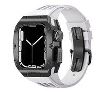 JPXXFM Étui de montre en alliage en titanium ， pour bande 45 mm 44 mm kit mod de luxe Fluoro Rubber Watcj Sangle ， pour iWatch 8 7 SE 6 5 4 Kit de modification