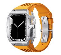 JPXXFM Étui de montre en alliage en titanium ， pour bande 45 mm 44 mm kit mod de luxe Fluoro Rubber Watcj Sangle ， pour iWatch 8 7 SE 6 5 4 Kit de modification