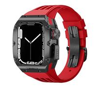 JPXXFM Étui de montre en alliage en titanium ， pour bande 45 mm 44 mm kit mod de luxe Fluoro Rubber Watcj Sangle ， pour iWatch 8 7 SE 6 5 4 Kit de modification