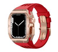 JPXXFM Étui de montre en alliage en titanium ， pour bande 45 mm 44 mm kit mod de luxe Fluoro Rubber Watcj Sangle ， pour iWatch 8 7 SE 6 5 4 Kit de modification