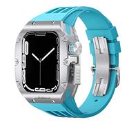 JPXXFM Étui de montre en alliage en titanium ， pour bande 45 mm 44 mm kit mod de luxe Fluoro Rubber Watcj Sangle ， pour iWatch 8 7 SE 6 5 4 Kit de modification