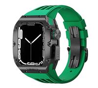 JPXXFM Étui de montre en alliage en titanium ， pour bande 45 mm 44 mm kit mod de luxe Fluoro Rubber Watcj Sangle ， pour iWatch 8 7 SE 6 5 4 Kit de modification