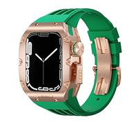 JPXXFM Étui de montre en alliage en titanium ， pour bande 45 mm 44 mm kit mod de luxe Fluoro Rubber Watcj Sangle ， pour iWatch 8 7 SE 6 5 4 Kit de modification