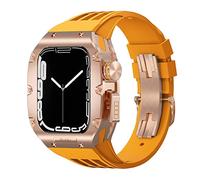 JPXXFM Étui de montre en alliage en titanium , pour bande 45 mm 44 mm kit mod de luxe Fluoro Rubber Watcj Sangle , pour iWatch 8 7 SE 6 5 4 Kit de modification