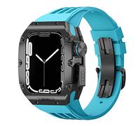 JPXXFM Étui de montre en alliage en titanium ， pour bande 45 mm 44 mm kit mod de luxe Fluoro Rubber Watcj Sangle ， pour iWatch 8 7 SE 6 5 4 Kit de modification