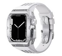 JPXXFM Étui de montre en alliage en titanium ， pour bande 45 mm 44 mm kit mod de luxe Fluoro Rubber Watcj Sangle ， pour iWatch 8 7 SE 6 5 4 Kit de modification