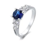 JPXXFM Fashio Silver ovale bleu saphir anneaux de luxe Engagement de luxe tanzanite en pierre doigt fin