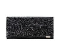 JPXXFM Femmes de Portefeuille, Sac à charnière à tête Crocodile, Sac à Embrayage Multi-Cartes en Cuir à Longue Section PU, Noir