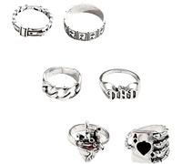 JPXXFM Gothic Heart Rings Gothic Punk Ring Set of Rings for Women Men Teen Cosplay Party