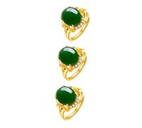 JPXXFM Jade Silver Women Sizer Thumb Gemstone Turquoise Anniversary Stone Emerald Gold Finger Platage