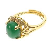 JPXXFM Jade Silver Women Sizer Thumb Gemstone Turquoise Anniversary Stone Emerald Gold Finger Platage