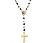 JPXXFM Men,Women'S Pendant Tone Black Rosary 27 Inch Chain