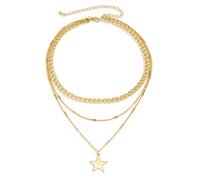 JPXXFM Necklace, Necklaces for Women Adjustable Cuban Chain Necklace with Star Pendant