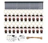 JPXXFM PACK de 20 clés de graduation avec des étiquettes-cadeaux et des sacs en maille commémoratifs diplômés Souvenir des élèves enseignants de la cérémonie de graduation