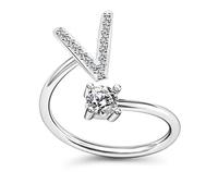 JPXXFM Pave CZ ajusté 26 Bague de lettre initiale pour femmes Simple Elegant Jewelry Amitié Cadeau