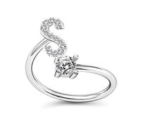 JPXXFM Pave CZ ajusté 26 Bague de lettre initiale pour femmes Simple Elegant Jewelry Amitié Cadeau