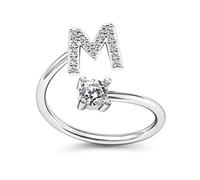 JPXXFM Pave CZ ajusté 26 Bague de lettre initiale pour femmes Simple Elegant Jewelry Amitié Cadeau