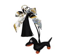 JPXXFM Pendentif teckel avec des glands doux, porte-creux à bowknot pour sacs ou décoration de voiture.