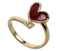 JPXXFM Rague de coeur rouge à vin réglable avec zircone pour femmes conception ouverte du doigt Chic en émail coeur pour l'amitié engagement Noël et anniversaires
