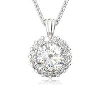 JPXXFM REAL 2CT D COLOR MISSANITE PENDANT Collier Sterling AAA + CUBIC ZIRCONIA ENGAGEMENT DE MEUX JIANIRES