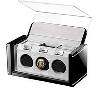JPXXFM Remontoir de montre automatique en bois 3+0 - Boîtier de rangement silencieux de luxe - 2 modes d'alimentation - Antimagnétique - 40,5 × 8,5 × 9 cm