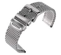 JPXXFM Sangle de montre 20 mm 22 mm 24 mm en acier inoxydable Mesh bande de surveillance en argent Bouchette de bracele