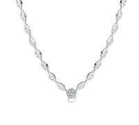 JPXXFM Silver High Carbon Diamond 45+10cm All-Match Chain Necklace for Women Sparkling Wedding Jewelry Gift