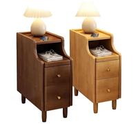 JPXXFM Slim Narrow Bedside Table Set - 30cm Modern Nightstand with Drawers for Small Spaces - Stylish Black & White End Table for Bedroom - 2pcs Compact Design