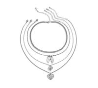 JPXXFM Strand Necklace for Women, Statement Necklaces for Women Fashion Jewelry Adjustable Chain Necklace with Heart Pendant