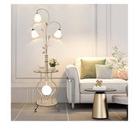 JPXXFM Table Floor Modern Metal/Glass LED Side Table and Floor, Living Room Floor with Hardware Sofa Feet, Floor for Bedroom, Living Room Or Office Standing (White) Desk