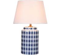 JPXXFM Tableau Tableau Moderne, Table en céramique de Motif Bleu, Table de Chevet de Bronze plaqué Or cylindrique, Table pour Chambre, Salon, Bureau d'étude