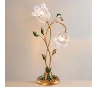 JPXXFM Verre de lampe à fleurs antiques à côté des lampes de table stand de nuit rural clair, table de chevet de bureau floral rétro (1ALIGHT)