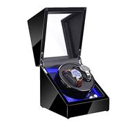 JPXXFM Watner Winder Automatic Watch Winder avec LED Illumination Watch Box Box Black Piano Paint extérieur Motor Silencieux Alimentation à Double électricité, 4 6 Watch Winder