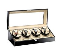 JPXXFM Watner Winder Automatic Watcher Rangette Afficher Boîte de Montre Black Piano Finition Top en Cuir en Cuir Motor Silencieux, Noir, 4 6 Watch Winder