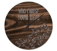 JPXXFM Who Cares You're Late Wall Clock Weathered Wood Floor Round Decorative Clocks Battery Operated 10 inch Country Coastal Decor She Shed Living Room Decor Gift for Man Woman Friend