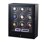 JPXXFM Wind Winder Watch Winders, Automatic Watch Box Box 9 Boîtier de Rangement en Bois LCD Tacy Screen Adjustable Watch oreillers intégrés LED LED LECT SIFFICATION Moto Moto atmosphère Wather