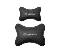 JPYDFI 2 Pièces D'appuie Tête Voiture pour Alfa Romeo Mito 147 156 159 166, Coussins Nuque Coussin Travel Pillow Amovible Voiture Oreillers Cou,Black- 1*headrest and 1*Lumbar Support