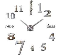 JPYH Horloge Murale Muette Pendule, Murale de Mode Moderne Horloge Murale sans Cadre 3D Miroir Autocollant Bureau Hôtel Décoration de La Maison DIY Horloge Murale