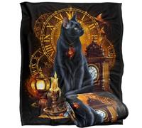 Jq Licensing - en Noir Cat Time Clocks Plaid Ultra Doux au Toucher Soyeux - 152 x 127 cm