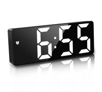 JQGO Réveil Numérique, 6,7 "LED Horlogue Digitale Réveil de Chevet Réveil Matin ， Activation vocale/Non Ticking/Snooze/Température/Datetime Luminosité Réglable pour Enfants Adultes