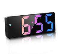 JQGO Réveil Numérique, 6,7" LED Horlogue Digitale Réveil de Chevet Réveil Matin, Activation vocale/Non Ticking/Snooze/Température/Datetime Luminosité Réglable pour Enfants Adultes, Coloré