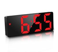 JQGO Réveil Numérique, 6,7" LED Horlogue Digitale Réveil de Chevet Réveil Matin, Activation vocale/Non Ticking/Snooze/Température/Datetime Luminosité Réglable pour Enfants Adultes,Rouge