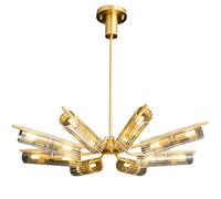 jqgxfc Lustre en Laiton de Luxe avec Abat-Jour en Verre, Salon, Chambre à Coucher, Salle à Manger, éclairage décoratif, luminaire Suspendu, plafonniers à Suspension réglables en Hauteur