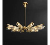 jqgxfc Lustre en Laiton de Luxe avec Abat-Jour en Verre, Salon, Chambre à Coucher, Salle à Manger, éclairage décoratif, luminaire Suspendu, plafonniers à Suspension réglables en Hauteur