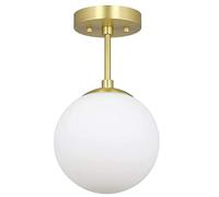 jqgxfc Lustre Globe à 1 lumière, Mini plafonnier LED Semi-encastré Moderne pour Couloir, Salle de Bain, éclairage décoratif, luminaire Suspendu doré pour Salle à Manger, Porche d'entrée