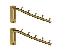 JQK SHR100-BG-P2 Lot de 2 porte-manteaux muraux pliablex en acier inoxydable avec bras pivotant pour vêtements - Système de suspension, de rangement, organisateur robuste à fixation murale (or brossé)