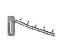 JQK SHR100-BN Porte-manteau mural pliable en acier inoxydable avec bras pivotant pour vêtements - Système de suspension, de rangement, organisateur robuste à fixation murale (acier brossé)