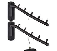JQK SHR100-PB-2P Lot de 2 cintres pliants en Acier Inoxydable avec Bras oscillant pour Suspendre Les vêtements Noir Mat
